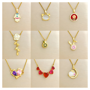 Colliers pendentifs en acier inoxydable et cuivre Jeutelis pour femmes - 45 styles tendance, vente en gros mixte en stock - Product Image 1