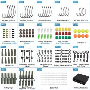 300 pièces Kit de matériel de pêche à la <span class=keywords><strong>carpe</strong></span> comprenant des crochets à changement <span class=keywords><strong>rapide</strong></span> émerillons crochet perles d'arrêt Boilie appât vis Clips de sécurité - Product Image 2