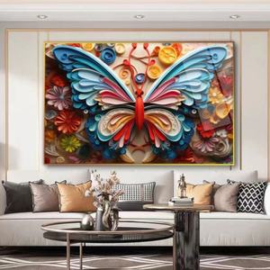 Decoración para Sala de Estar, Arte Mural con Paisaje de Cascada en la Jungla, Cuadro de Porcelana con Cristales y Mariposas en Alta Definición - Product Image 4