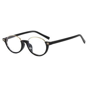 Y2K レトロオーバルハーフフレームメガネ女性用レター M <span class=keywords><strong>2026</strong></span> 新スタイルブルーライトブロック眼鏡黒ヒョウ柄眼鏡 - Product Image 5