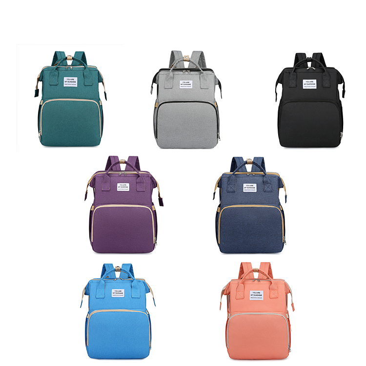 Wholesale Portable Waterproof Mummy Backpack Crib Large Capacity Backpack Foldable Baby Bed Diaper Bag