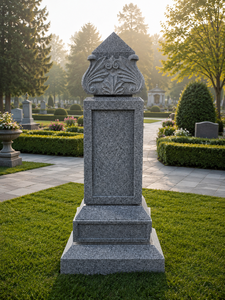 Leaf <b>Top</b> Obelisk cremation memorial Tombstone Monument for Cemetery European Traditional Style Stone Statue - Product Image 2