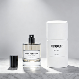 Flacon de parfum élégant transparent à fond épais et rond, personnalisé avec impression sérigraphiée, pour spray retardateur, 50 ml 100 ml, en verre cristal vide - Product Image 1