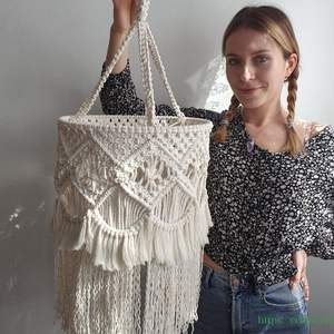 Abat-jour en coton 100% tissé, absorbant l'humidité, respirant, poids moyen, tissage en chaîne, solides, macramé, suspendu au mur, chambre à coucher, lustres - Product Image 1