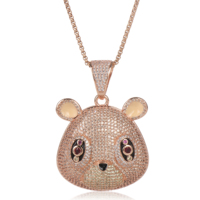 Collier pendentif adorable en forme d'ours en peluche avec zircone étincelante et yeux en rubis, bijoux élégants pour femmes, accessoire cadeau parfait