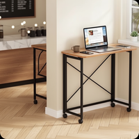 Bureau d'ordinateur portable moderne, pliable et mobile en métal pour petits espaces, bureau d'écriture en bois pour ordinateur portable