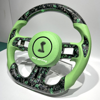 Volante de fibra de carbono forjado personalizado, verde, en oferta, adecuado para Ford Mustang.