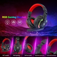 Clavier et souris de jeu filaires 4 en 1 T-WOLF TF810 avec casque rétroéclairé coloré et tapis de souris alimenté par USB
