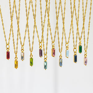 Collier en acier inoxydable plaqué or 18 carats sans ternissement pendentif en zircone colorée bijoux en pierre à la mode pour le mariage des femmes - Product Image 2