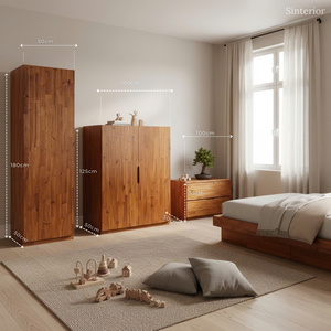 Système de rangement modulaire autoportant SINTERIOR en bois d'acacia massif pour armoire simple, meuble de chambre moderne - Product Image 5
