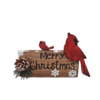 Décoration murale rustique en bois moderne, panneau de bienvenue avec oiseau évêque rouge, pour porte d'entrée, en bois de pin fait main