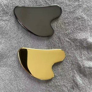 Outil <span class=keywords><strong>Gua</strong></span> <span class=keywords><strong>Sha</strong></span> en acier inoxydable 420, logo gravé au laser, cœur noir et or, pour le lifting du visage et les soins de la peau - Product Image 3
