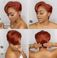 Perruques Courtes Pixie 13x4 en Cheveux Humains Vierges Indiens Alignés avec les Cuticules, 100% Naturels, pour Femmes Noires – Vente en Gros
