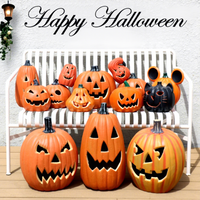 Juego de Faroles de Calabaza de Plástico con Luces LED para Halloween, Decoraciones de Araña para Interiores y Exteriores, para Fiestas, Hogar y Jardín, OEM