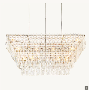 Lustre rectangulaire à étages Marignan en cristal CO, design moderne et luxueux, idéal pour salle à manger, un best-seller - Product Image 3