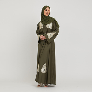 Vêtements musulmans mode 3D broderie florale Cardigan islamique femmes longues robes Maxi - Product Image 3