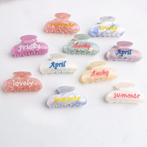 Custom Size Headpiece Colorful Spring Color Style English Letter Handmade Hair Clip Spring/summer Hairpin Clip - Product Image 5