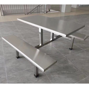 Mesa de Comedor Moderna Ajustable de Acero Inoxidable para Cuatro Personas, para Hogar, Granja, Taller, Oficina, Escuela, Cafeterías y Restaurantes - Product Image 4