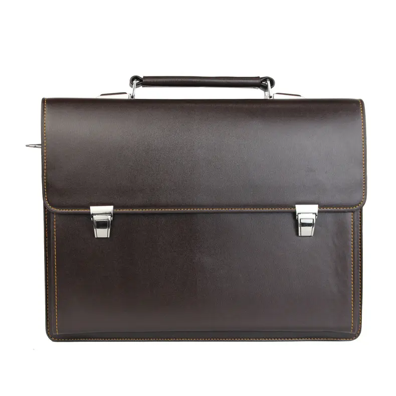 Factory Customized Men Vegan Leather Messenger Bag Black Classic Business Office Lawyer Attache Case Lock 15.6" Laptop Briefcase