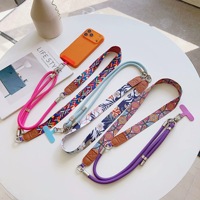 Tali Gantungan Ponsel Selempang Universal Motif Totem Vintage Baru, Tali Leher Lebar Bahan Kain Bergaya Etnik, Tali Bahu yang Dapat Disesuaikan dengan Patch Tab