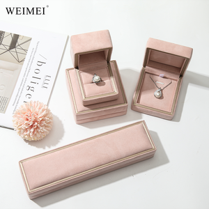 WEIMEI Wholesale Wedding Ring Jewelry Packaging Boxes Luxury Ring <b>Earring</b> Necklace velvet Jewelry <b>Box</b> - Product Image 3