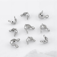 Perles à sertir et perles d'extrémité rondes en acier inoxydable pour colliers de perles et accessoires de bricolage