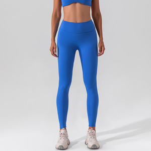 कस्टम डिजाइन महिलाओं की उच्च कमर लोचदार योग पैंट हिप-लिफ्टिंग पेट टाइट फिटनेस प्रशिक्षण ठोस नग्न शैली - Product Image 2