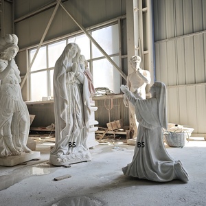 Statue <span class=keywords><strong>de</strong></span> la Vierge Marie Sacré-Cœur <span class=keywords><strong>de</strong></span> <span class=keywords><strong>Lourdes</strong></span> et <span class=keywords><strong>de</strong></span> Sainte Bernadette en marbre coloré sur mesure pour église - Product Image 2