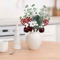 Fleurs artificielles de Noël faites à la main avec des branches de clochettes de bonbons blanches/rouges pour la décoration de la maison