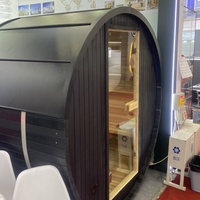Sauna Exterior Negra Tipo Barril para 2 Personas, Fabricada en Madera de Cedro Rojo Japonés, Impermeable