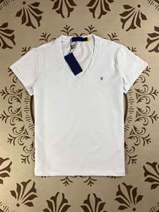 RL Ralph Mark algodón estilo americano Slim Top Base camisa bordada verano cuello en V Color sólido manga corta Camiseta para mujer - Product Image 6