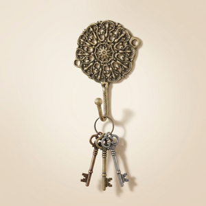 AK Brass Flower Pattern Antique Brass Finish <b>Decorative</b> Wall <b>Hook</b> Metal Hanging <b>Hook</b> <b>Coat</b> Key Hanger for Home Decor - Product Image 2