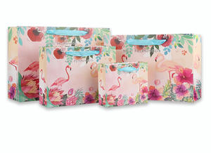 Sacs cadeaux en kraft gaufré de la série Flamingo, faible MOQ, sacs de fête portables pour les fêtes de mariage, d'anniversaire, de baby shower - Product Image 2