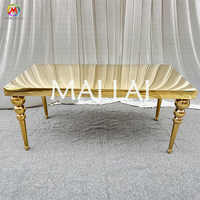 Table de mariage en acier inoxydable doré de luxe, table à manger brillante effet miroir, mobilier de mariage