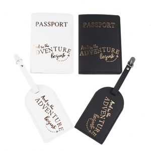 Porte-passeport de voyage de luxe mince anti-RFID avec étiquette de bagage, étui portefeuille en cuir PU, épaisseur 10 mm, pour hommes et femmes - Product Image 1