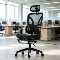 Silla de Oficina Ergonómica Directa de Fábrica, Totalmente de Malla, Respaldo Alto, Reposacabezas Ajustable, Reposabrazos 6D, Giratoria 360°, para Oficina en Casa, Estilo Contemporáneo