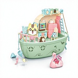 Bateau de croisière à thème chat marin en ABS, ensemble de jeu d'imitation, jouet de rangement et de bain - Product Image 2