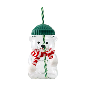 Taza <span class=keywords><strong>de</strong></span> Vidrio Creativa Estilo Ins a Precio Económico, Taza <span class=keywords><strong>de</strong></span> Osito <span class=keywords><strong>de</strong></span> Peluche Starbuck con Bufanda - Product Image 3