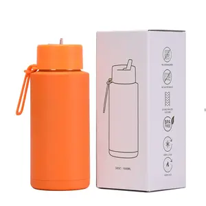 32oz water bottle stainless steel vacuum with straw ecofriendly bottles 32oz sublimation custom straight double wall 1000ml