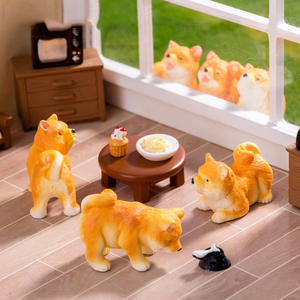 Realistis Shiba Lnu Resin boneka anak anjing miniatur emulasional anjing kecil hewan kerajinan untuk kue Topper telur Paskah hadiah ulang tahun - Product Image 2