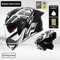 Casque de moto modulaire homologué DOT, à visière relevable, avec double visière, pour les motards adultes