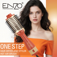 ENZO 3 en 1 Brosse lissante ionique négative, brosse sèche-cheveux volumisante à air chaud, sèche-cheveux