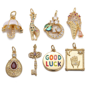 Collier et bracelet pendentif girafe en forme de <span class=keywords><strong>parapluie</strong></span> glacé, élégant, <span class=keywords><strong>chic</strong></span>, personnalisable, hypoallergénique, avec zircon, accessoire fait main, bricolage - Product Image 2