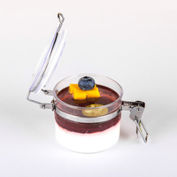 Vente en gros de pots alimentaires hermétiques en plastique PS de 90 ml, pots pour herbes médicinales, coupes à fruits, coupes à dessert jetables transparentes avec couvercle