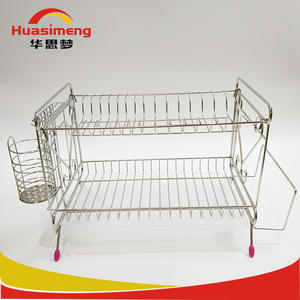 Escurridor de Platos Cuadrado de Doble Capa de Acero Inoxidable Huasimeng, Tamaño L, Secado Rápido, Almacenamiento de Cocina HS-005 - Product Image 4