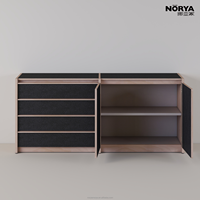 NORYA Meuble de rangement de luxe moderne en hêtre européen massif avec finition carbonisée, 4 tiroirs pour chambre et salon, mobilier de maison