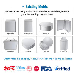 علبة معدنية مستطيلة بغطاء صالحة للطعام، مطبوعة على الجانبين، حاوية معدنية للحلوى والبسكويت والشوكولاتة وتغليف الهدايا - Product Image 2
