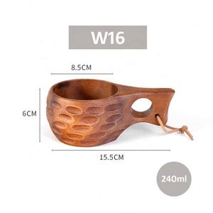 Tasse en bois de 8oz faite à la main Tasse à café en bois d'acacia Tasse à eau portable avec poignée et corde pour le camping et la décoration - Product Image 5