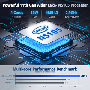 คอมพิวเตอร์ตั้งโต๊ะขนาดเล็ก Celeron N5105 กำลังไฟต่ำ รองรับ Wifi 5.0 BT4.2 รุ่น N5095 แรม DDR4 16GB SSD 512GB พกพาสะดวก สำหรับ 11 นิ้ว - Product Image 5