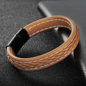 Nouveau design <span class=keywords><strong>Original</strong></span> fait à la main en peau de vache tissé Bracelet pour hommes personnalité coloré Simple Couples alliage Bracelet bijoux de mode - Product Image 4